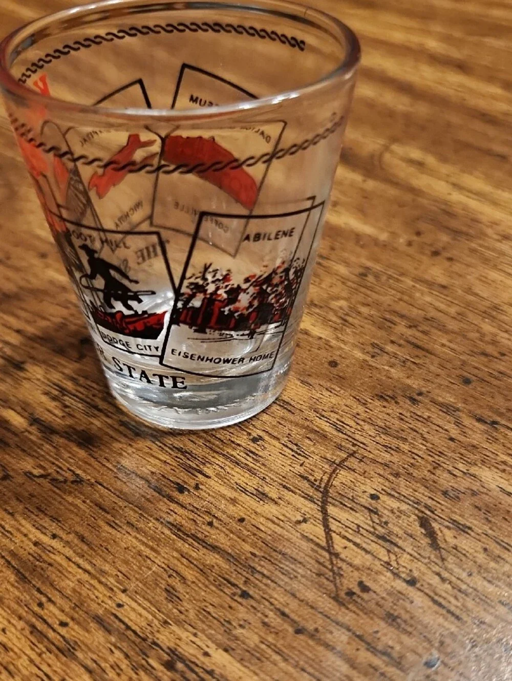 Kansas Sunflower State Souvenir Shot Glass - Red & Black